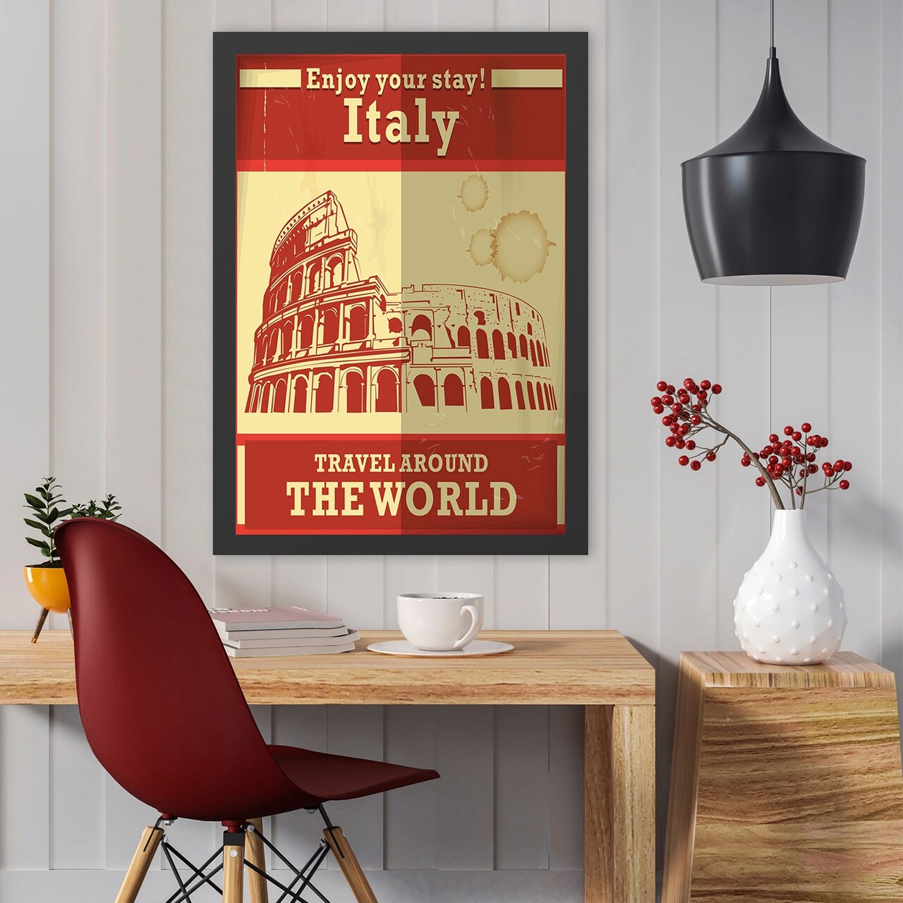 Tablou decorativ, Italy (40 x 55), Polistiren, Roșu / Crem - imagine 3